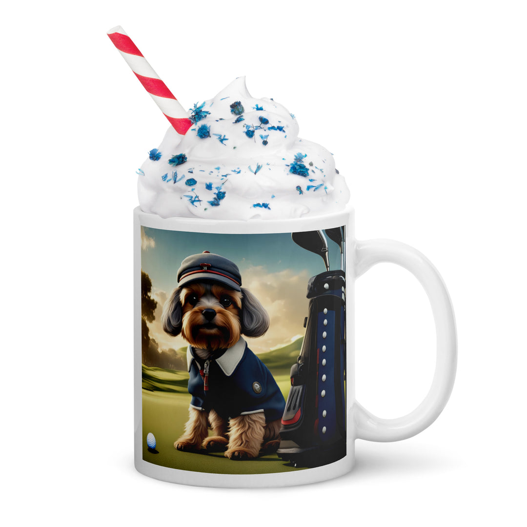 Pekapoo Golfer- White glossy mug v6