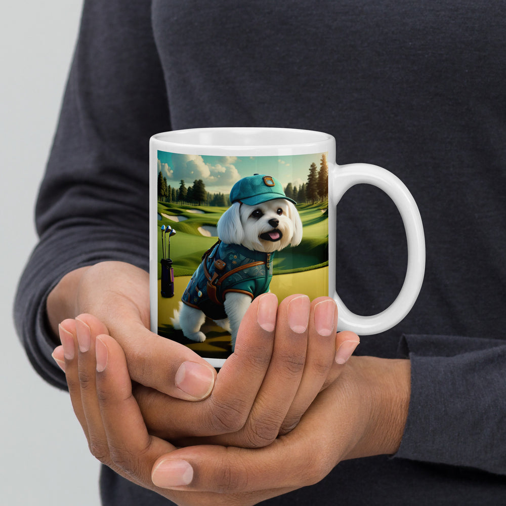 Pekapoo Golfer- White glossy mug v11