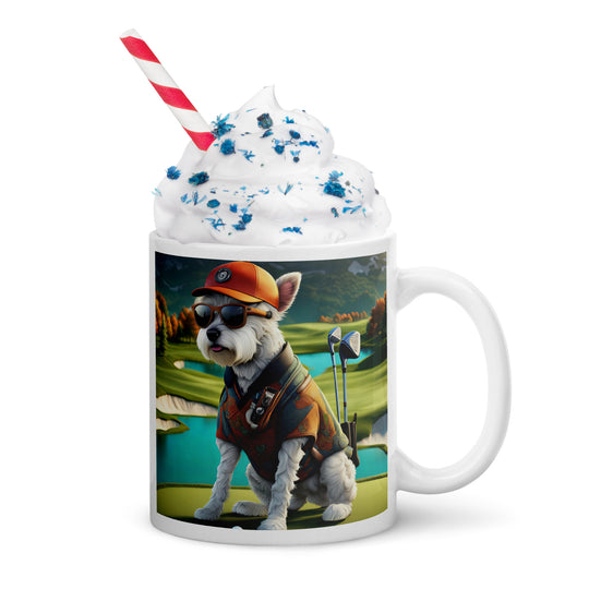 Pekapoo Golfer- White glossy mug v13