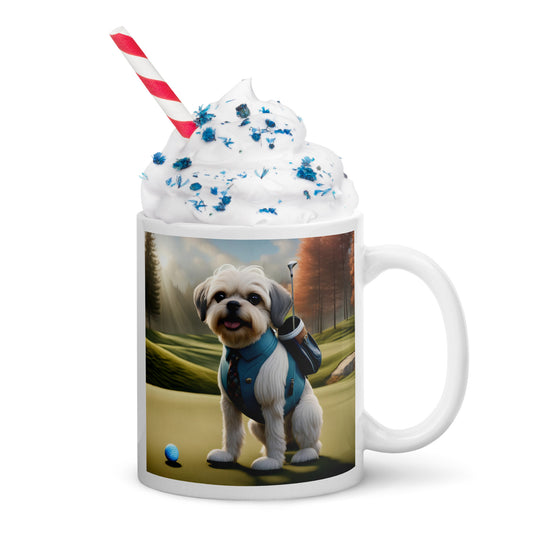 Pugapoo Golfer- White glossy mug v2