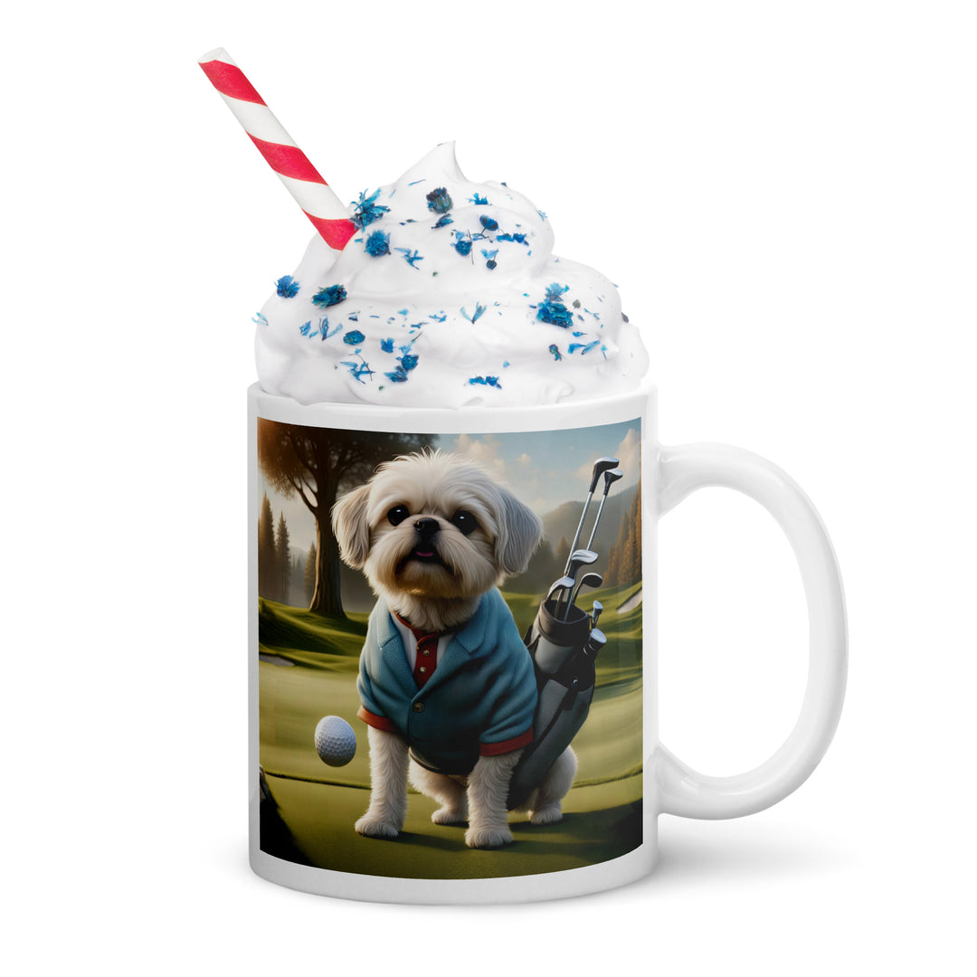 Pugapoo Golfer- White glossy mug v4