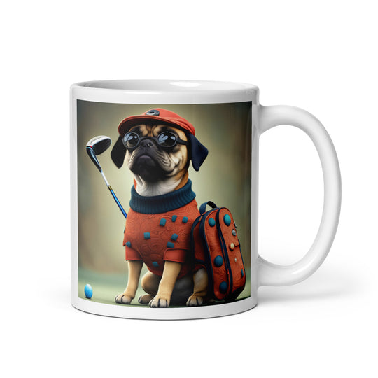 Puggle Golfer- White glossy mug v4