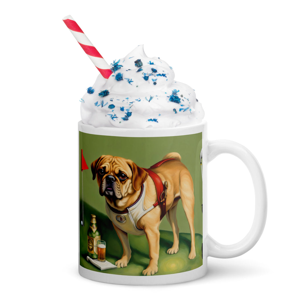 Puggle Golfer- White glossy mug v15