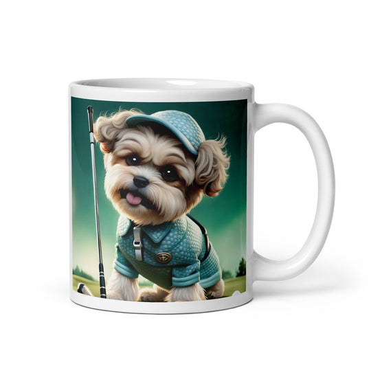 Shih-Poo Golfer- White glossy mug