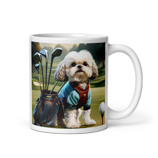 Shih-Poo Golfer- White glossy mug v2