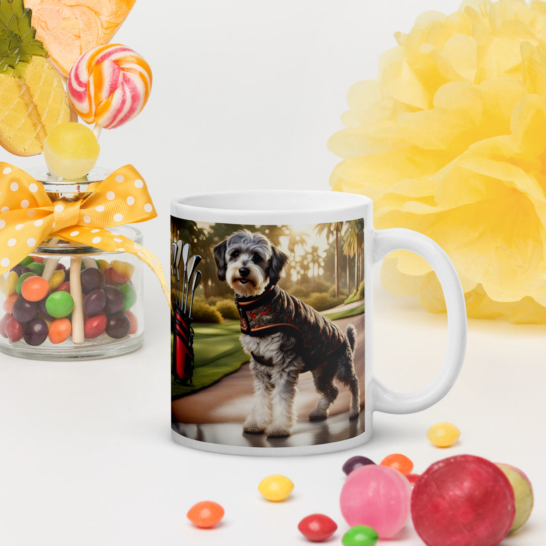 Schnoodle Golfer- White glossy mug v11