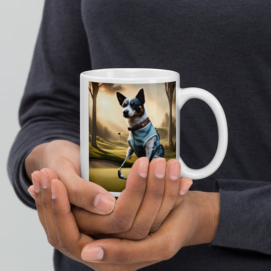 Texas Heeler Golfer- White glossy mug v2