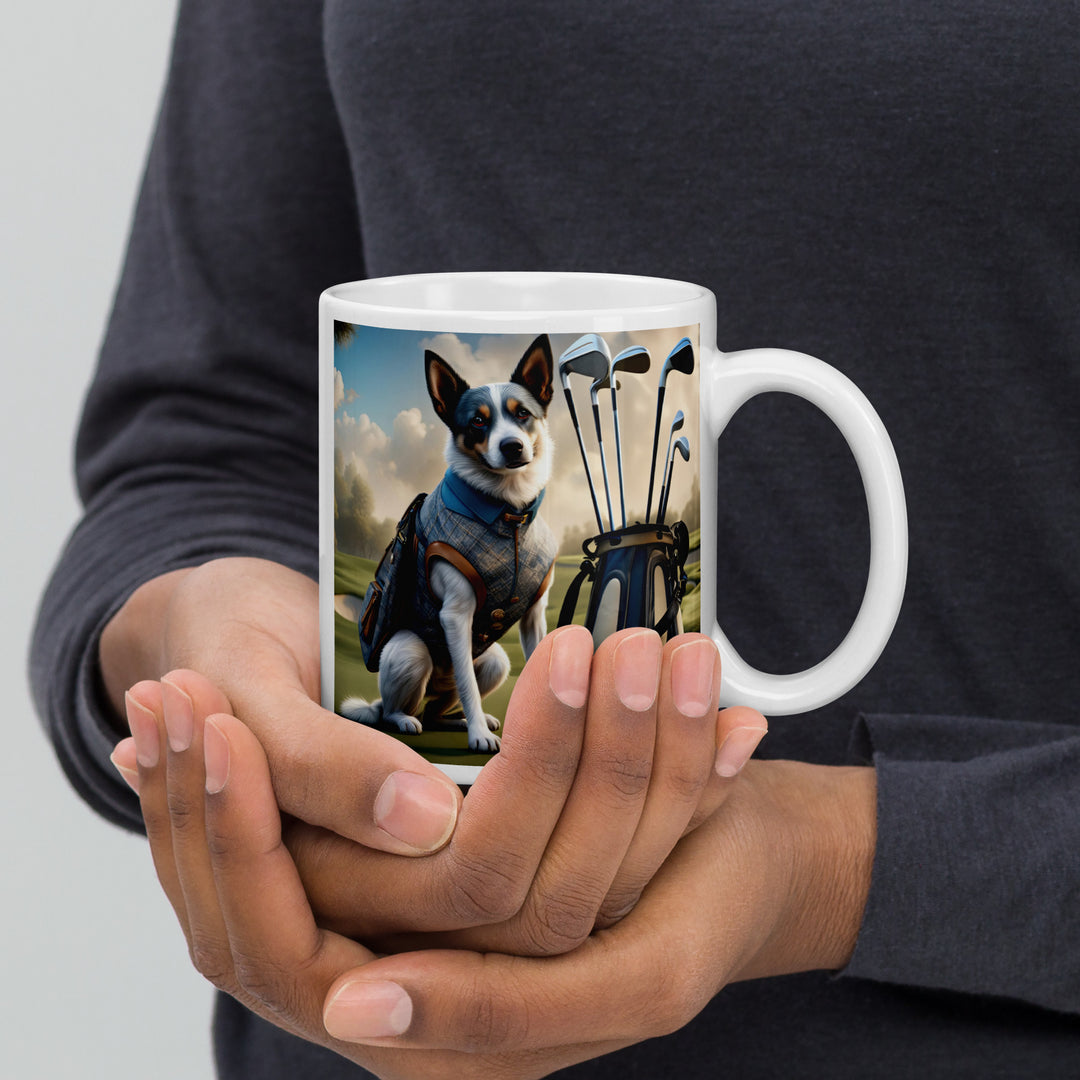 Texas Heeler Golfer- White glossy mug v4
