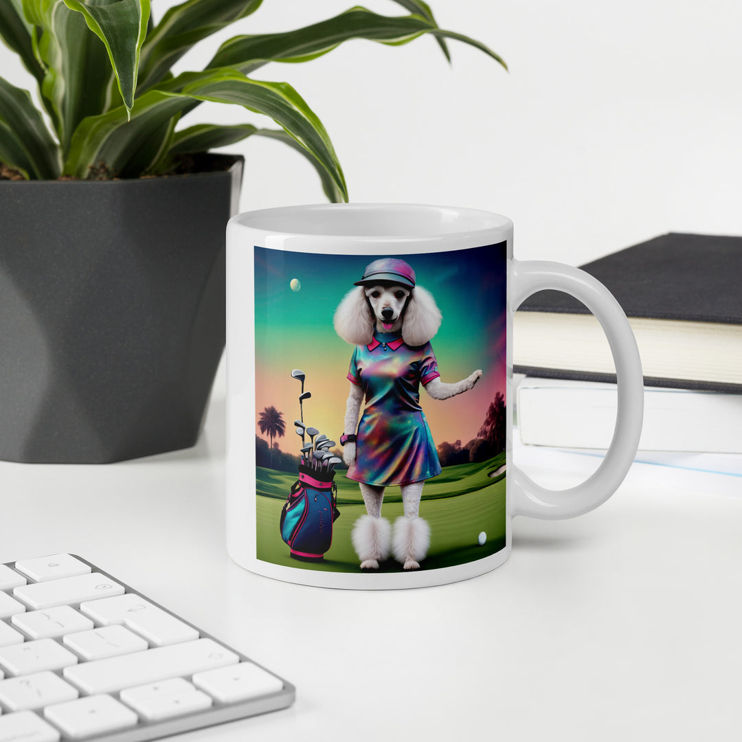 Poodle Golfer- White glossy mug v5