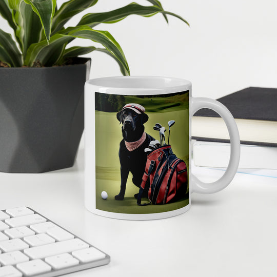 Golden Retriever Golfer-White glossy mug V5