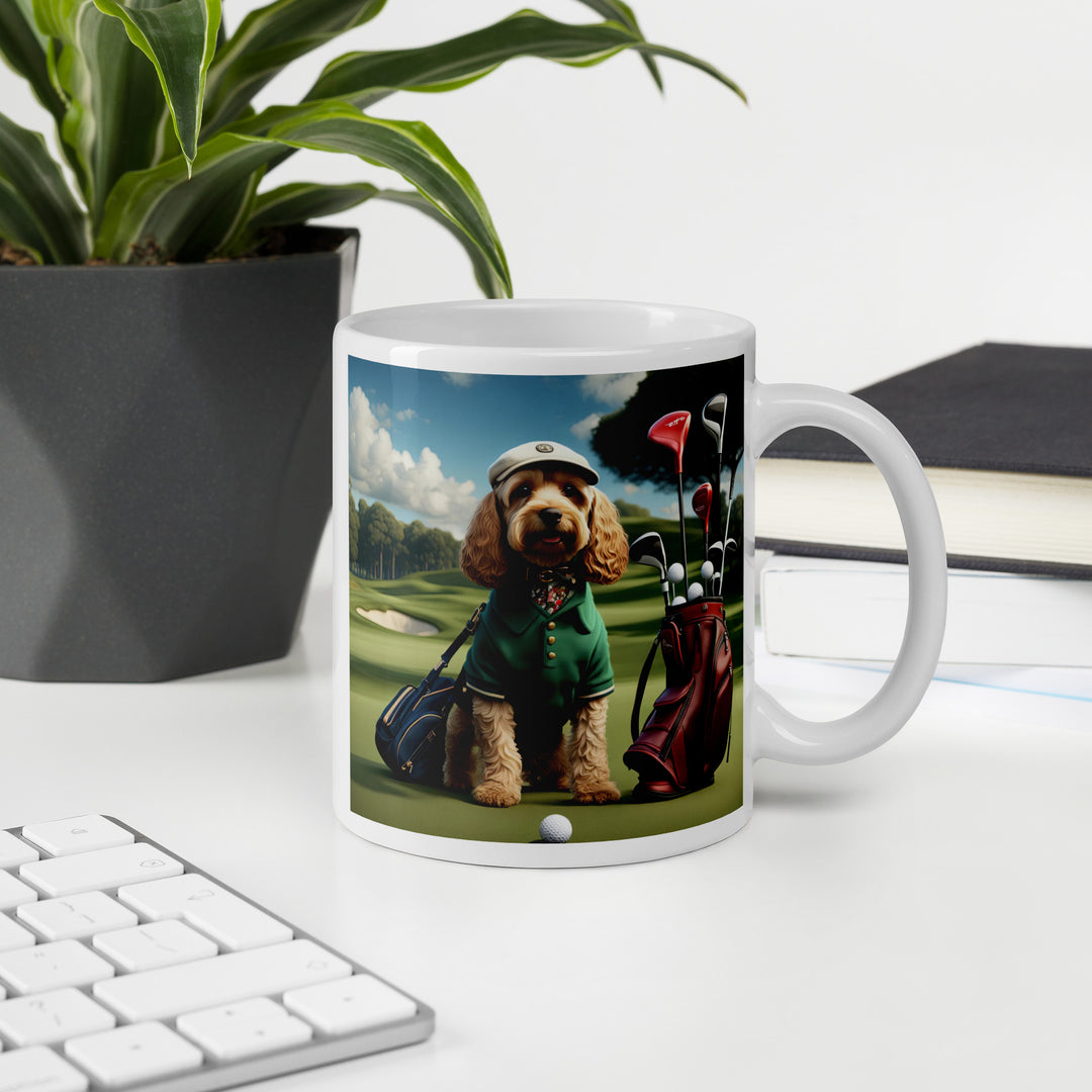 Cockapoo Golfer- White glossy mug