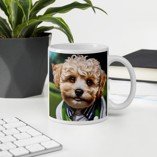 Maltipoo Golfer- White glossy mug v2