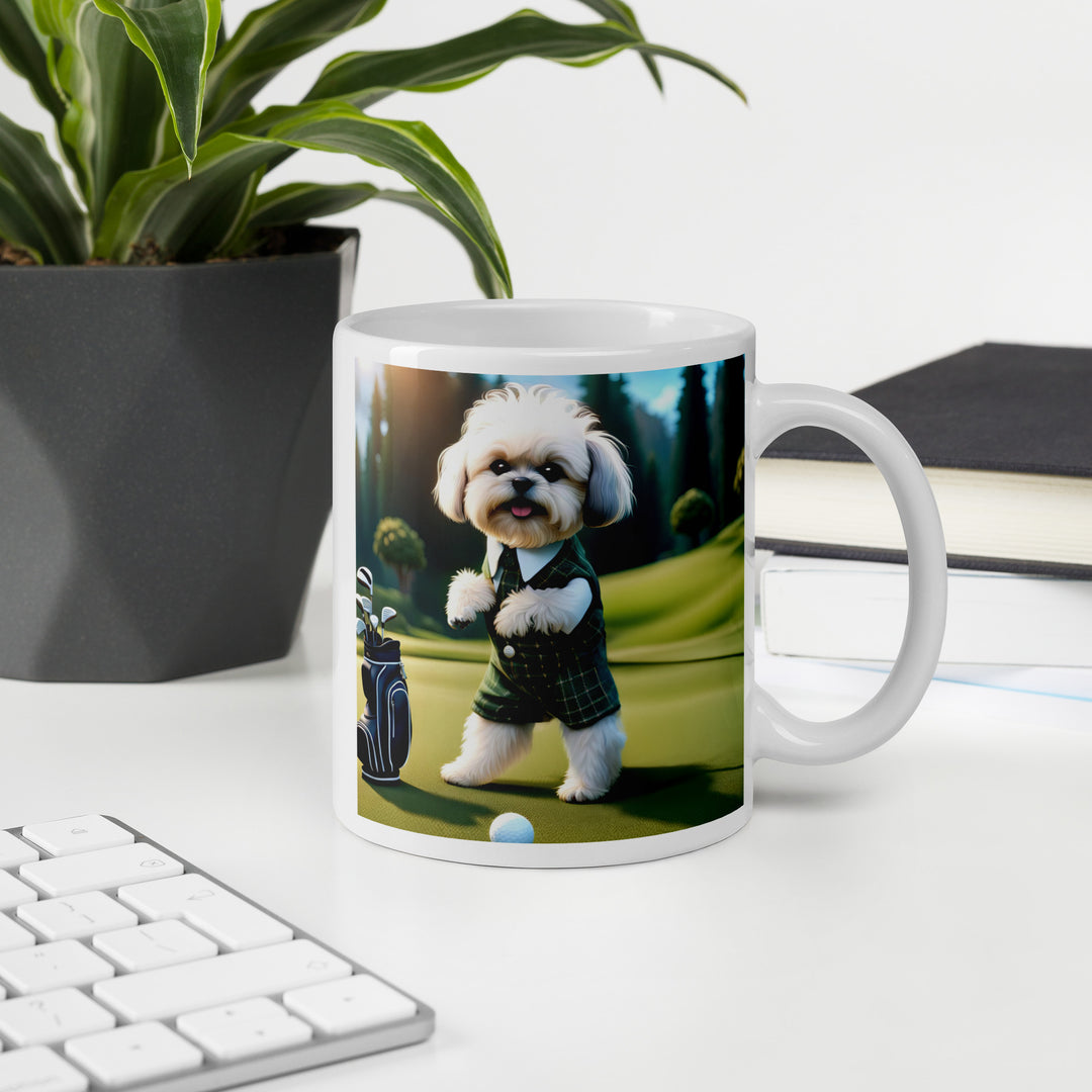 Shih-Poo Golfer- White glossy mug v3