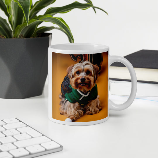 Yorkipoo Golfer- White glossy mug