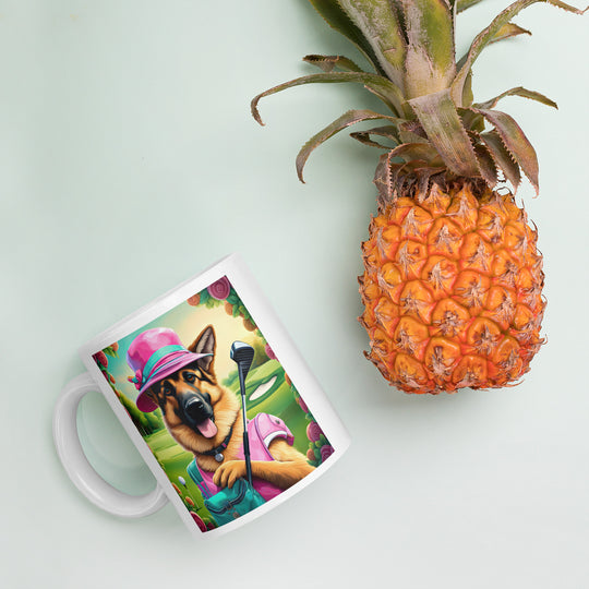 German Shepherd Golfer- White glossy mug v4