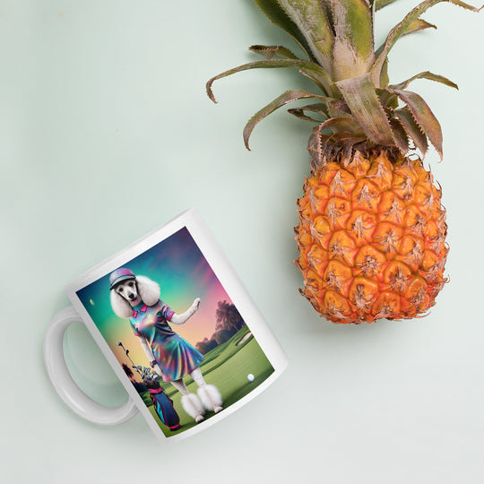 Poodle Golfer- White glossy mug v5