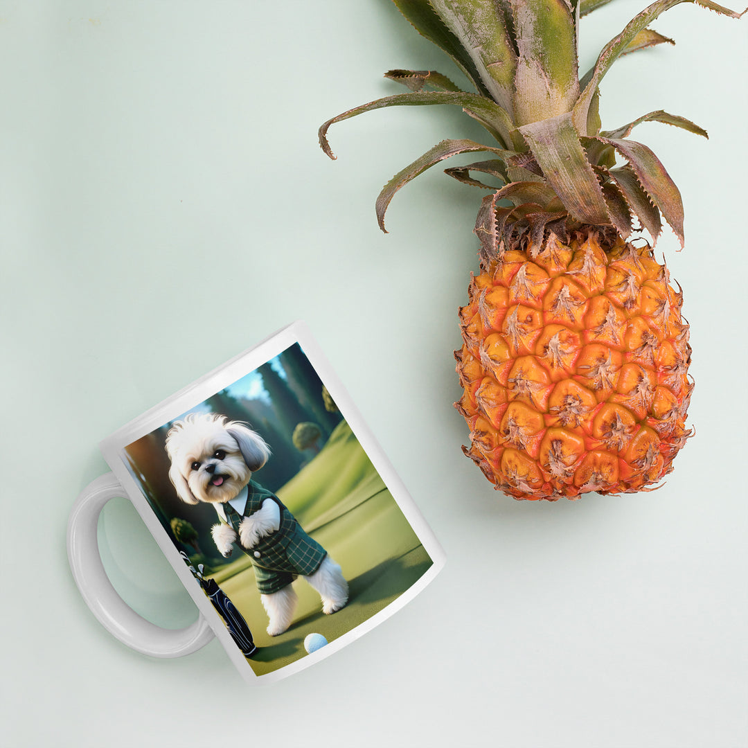 Shih-Poo Golfer- White glossy mug v3