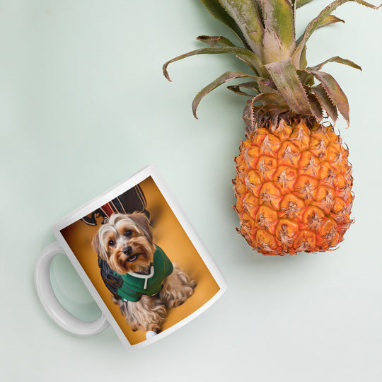 Yorkipoo Golfer- White glossy mug