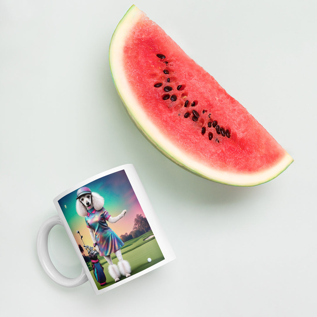 Poodle Golfer- White glossy mug v5
