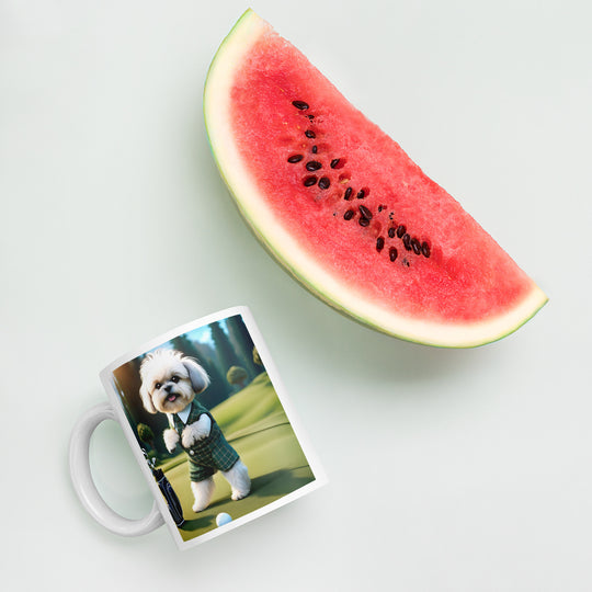 Shih-Poo Golfer- White glossy mug v3