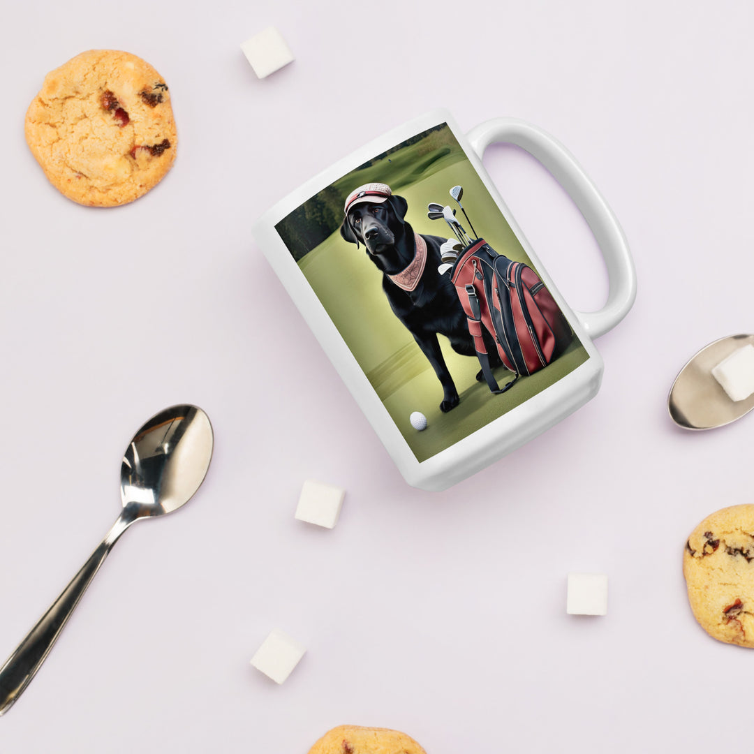 Golden Retriever Golfer-White glossy mug V5