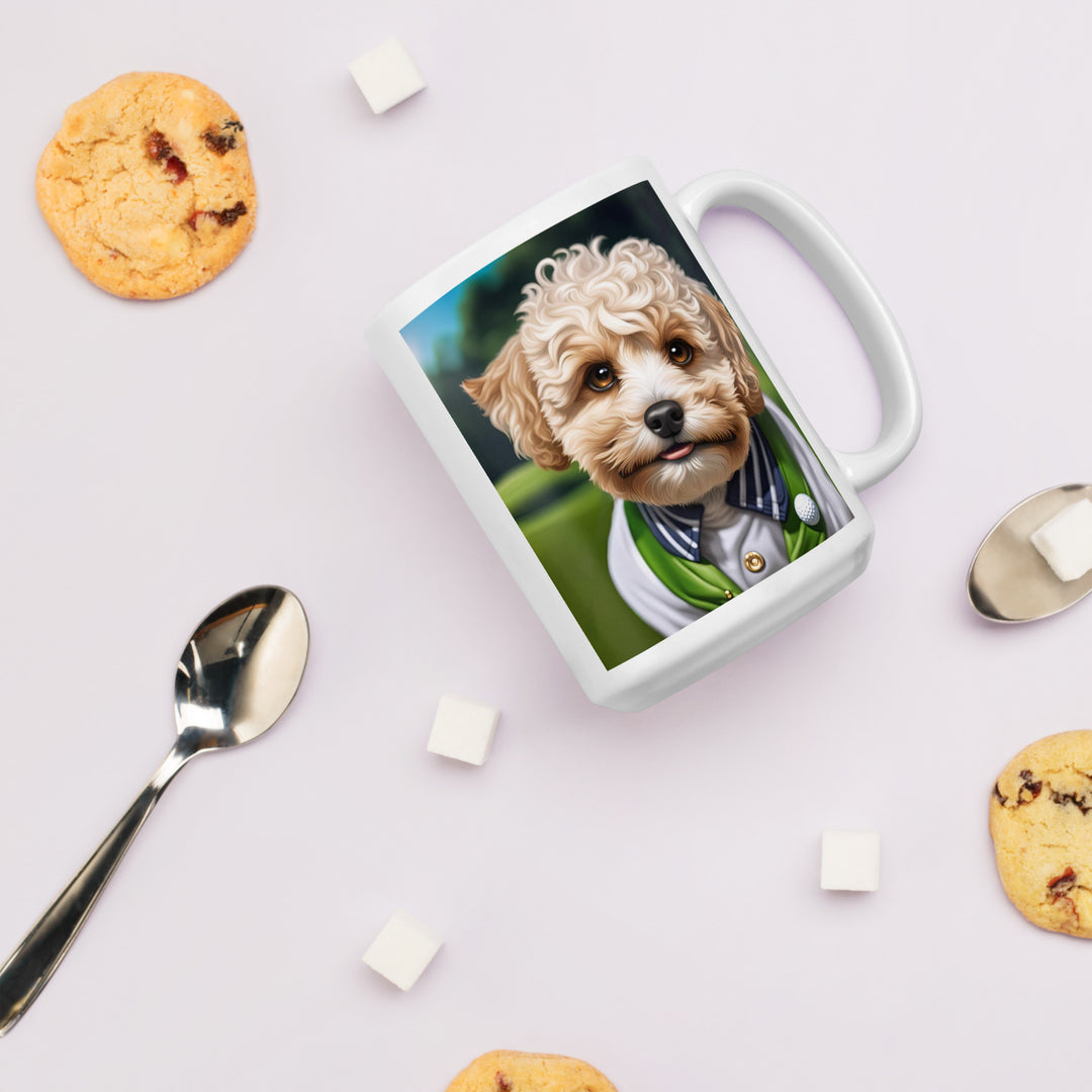 Maltipoo Golfer- White glossy mug v2