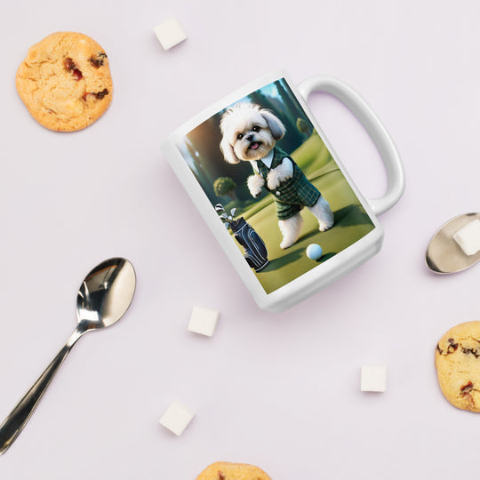 Shih-Poo Golfer- White glossy mug v3