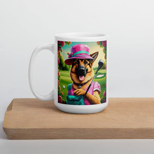 German Shepherd Golfer- White glossy mug v4