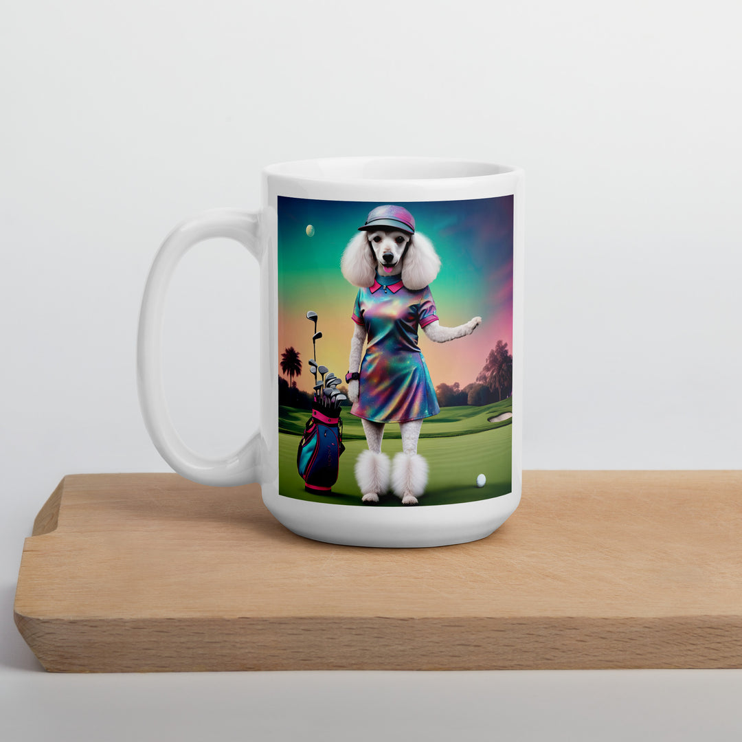Poodle Golfer- White glossy mug v5