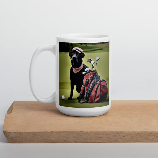 Golden Retriever Golfer-White glossy mug V5