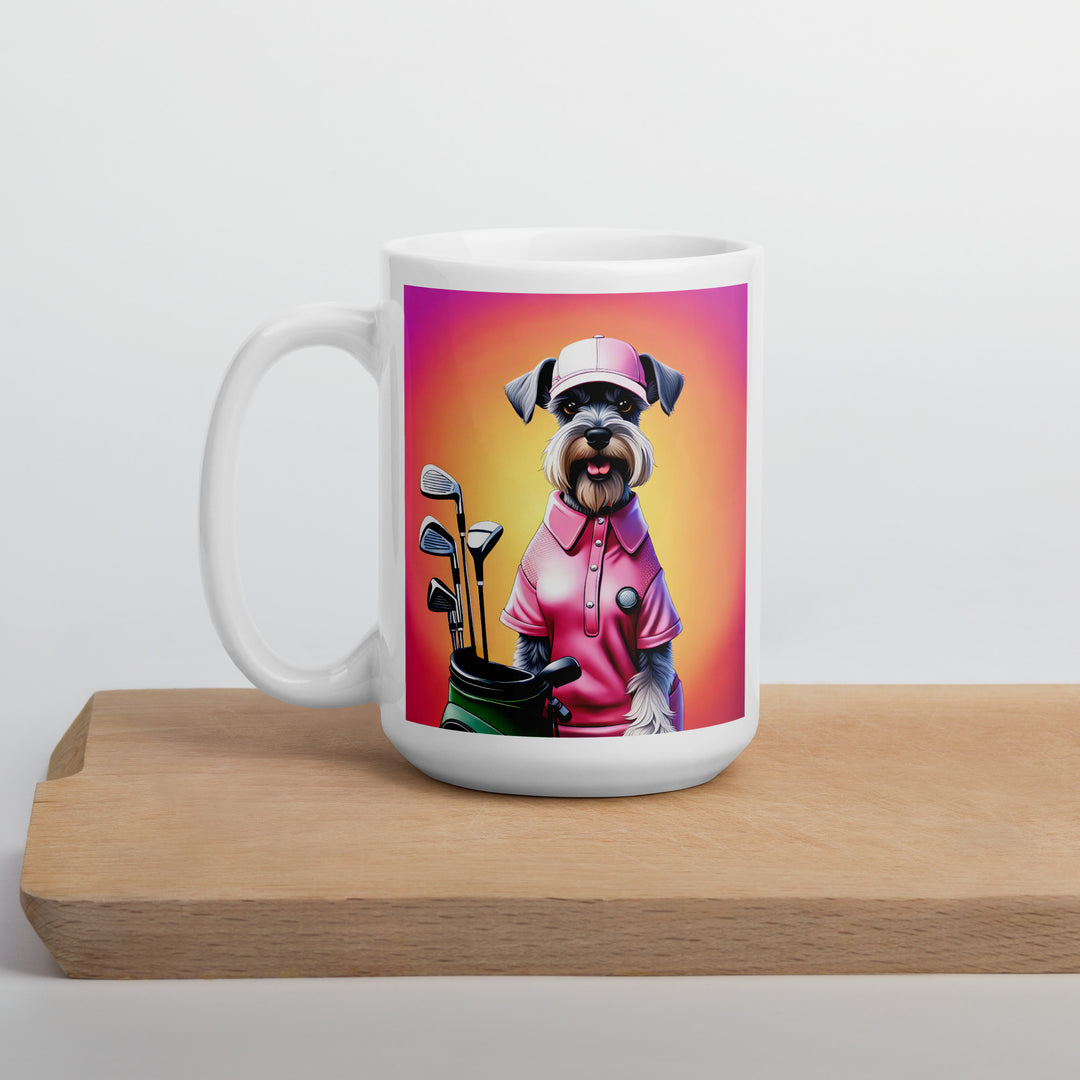 Miniature Schnauzer Golfer- White glossy mug