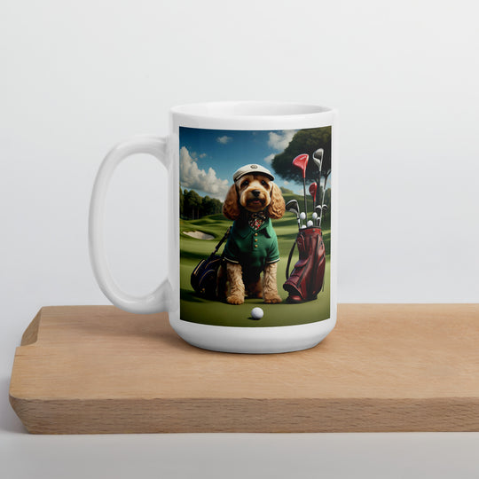 Cockapoo Golfer- White glossy mug