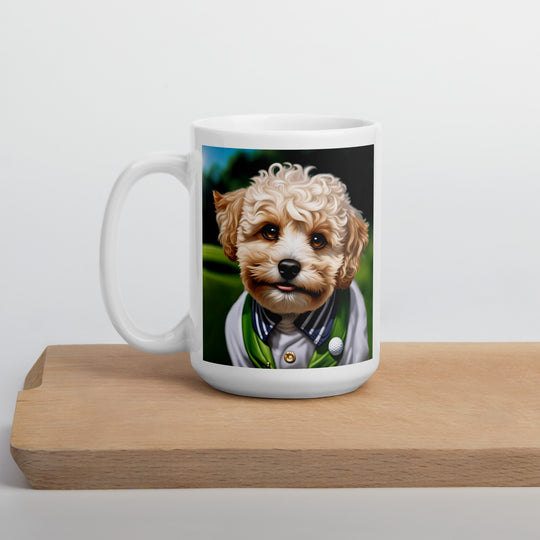 Maltipoo Golfer- White glossy mug v2