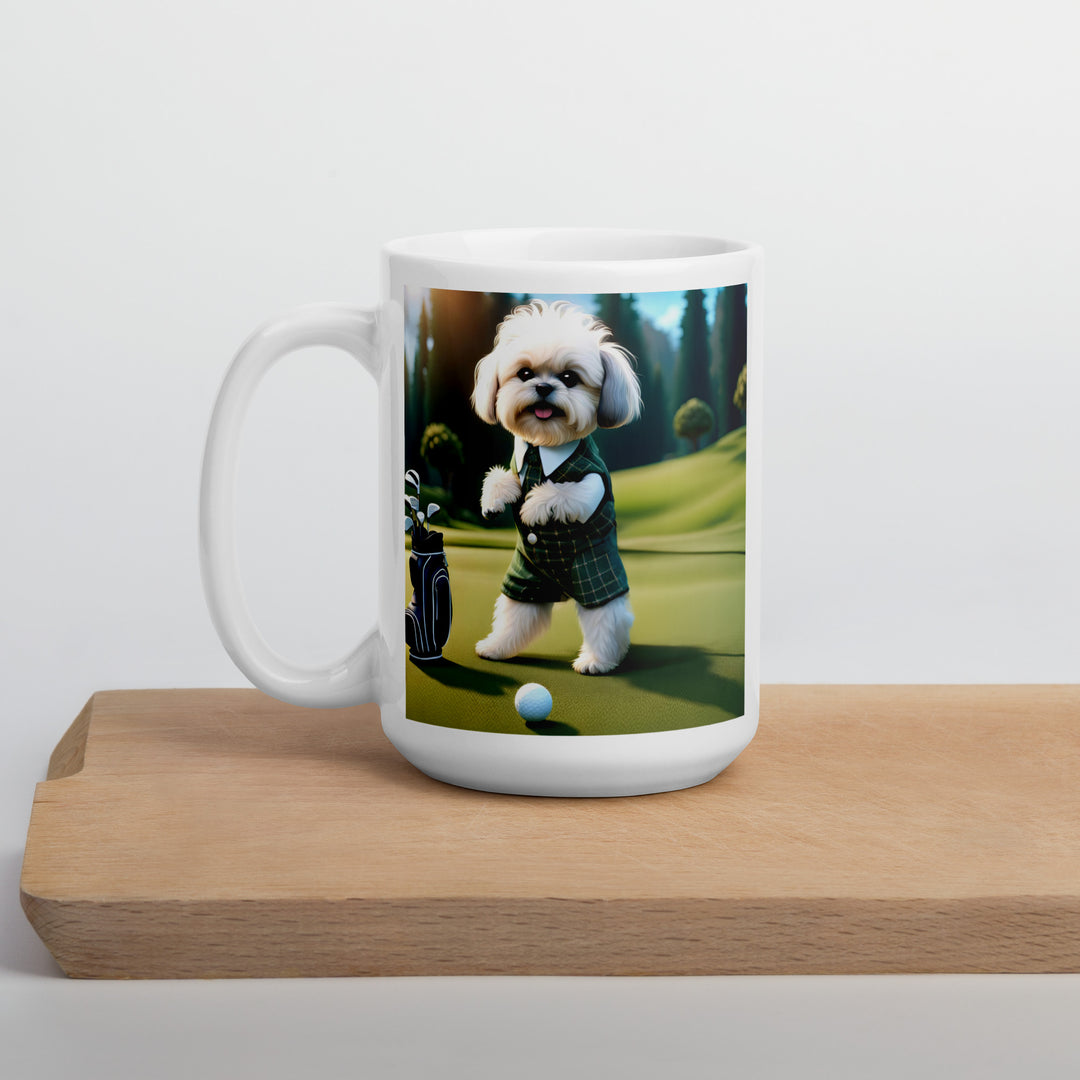 Shih-Poo Golfer- White glossy mug v3