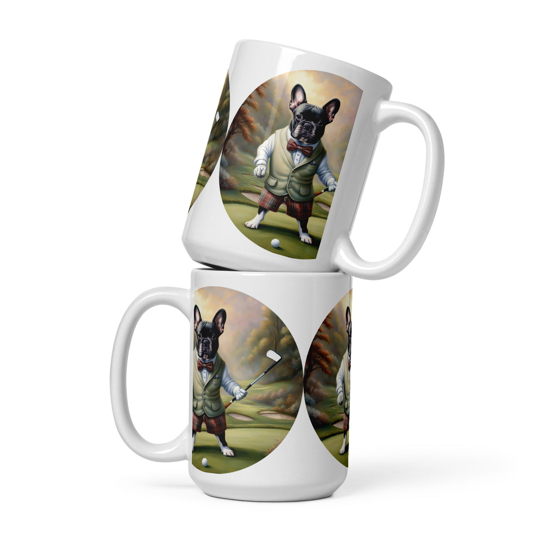 White glossy mug-French Bulldog V6