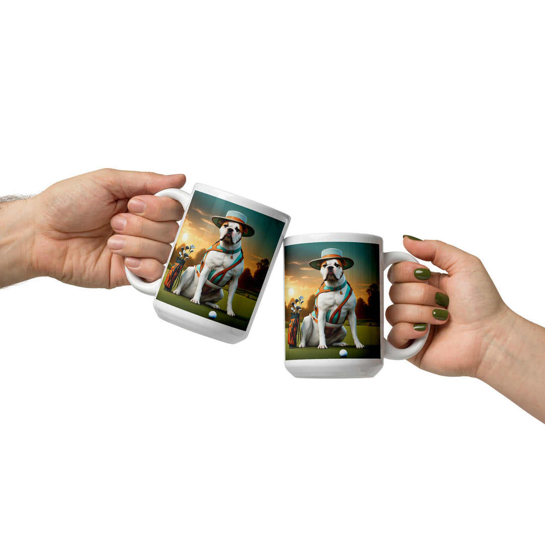 American Bulldog Golfer- White glossy mug v3