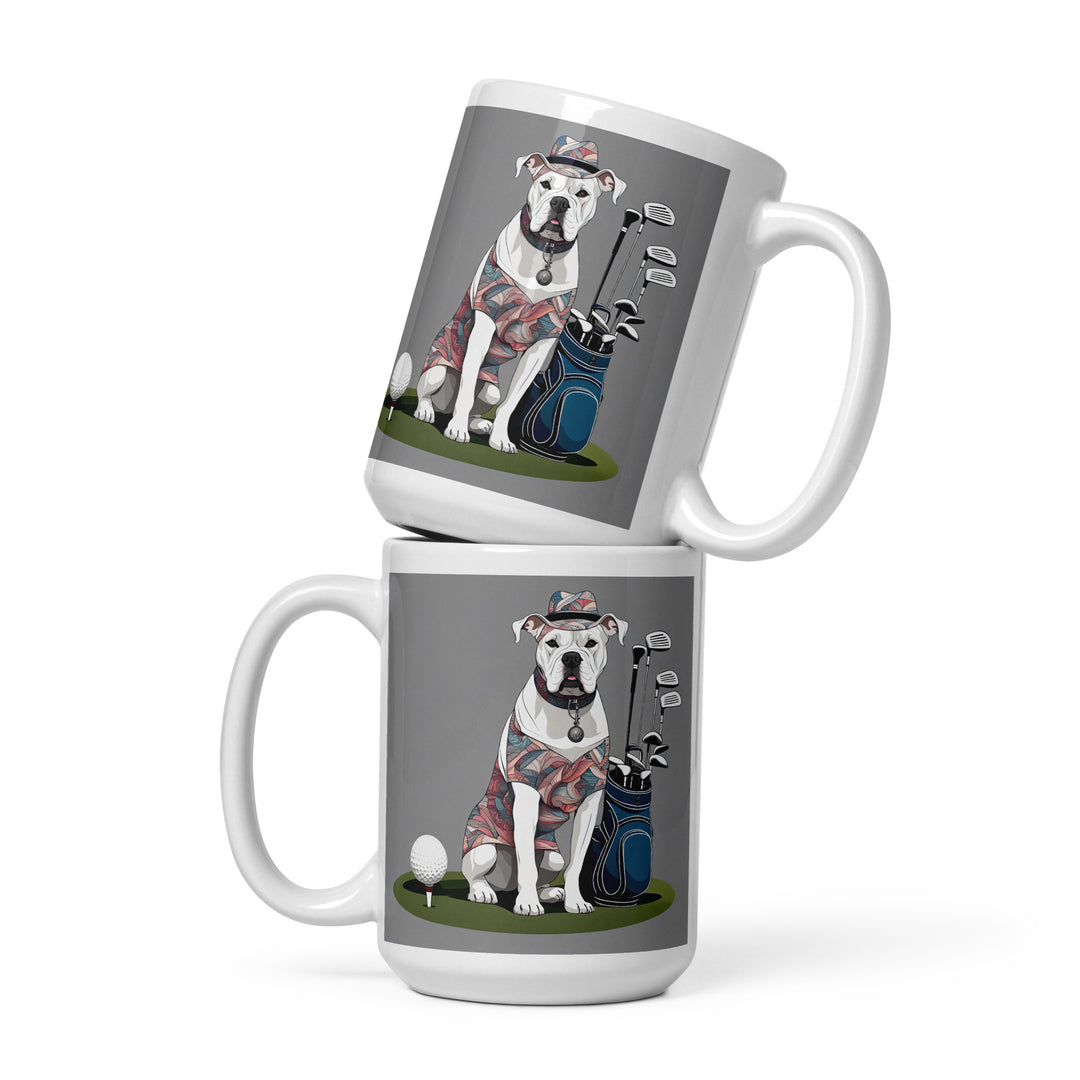 American Bulldog Golfer- White Glossy Mug v4