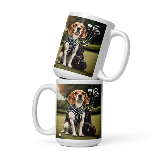 Beagle Golfer- White glossy mug