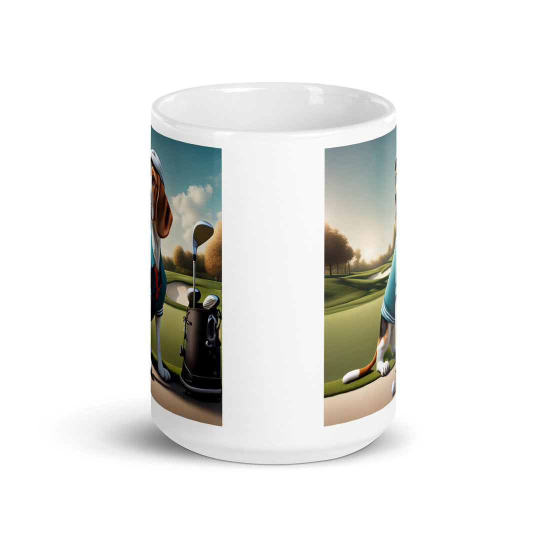 Beagle Golfer- White glossy mug v2