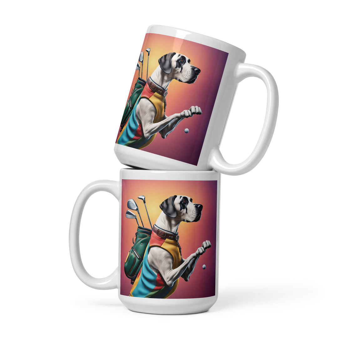 Great Dane Golfer- White glossy mug