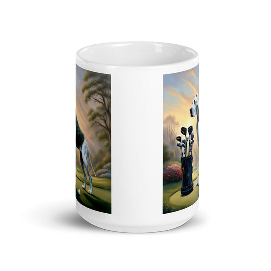 Great Dane Golfer- White glossy mug v3