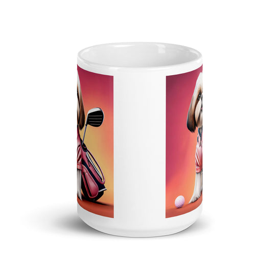 Shih Tzu Golfer- White glossy mug v2