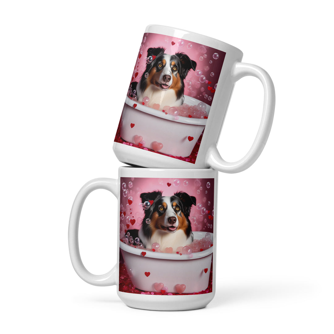 Australian Shepherd Romantic- White glossy mug v2