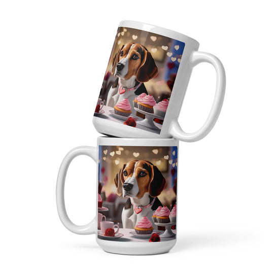 Beagle Romantic- White glossy mug v2