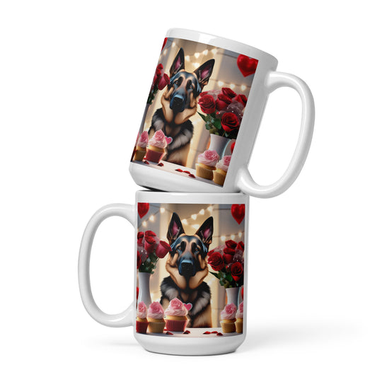 German Shepherd Romantic- White glossy mug v2