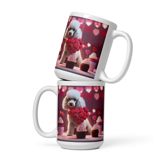 Poodle Romantic- White glossy mug v2