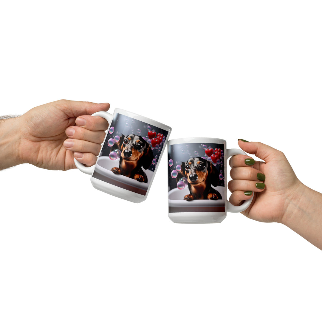 Dachshund Romantic- White glossy mug