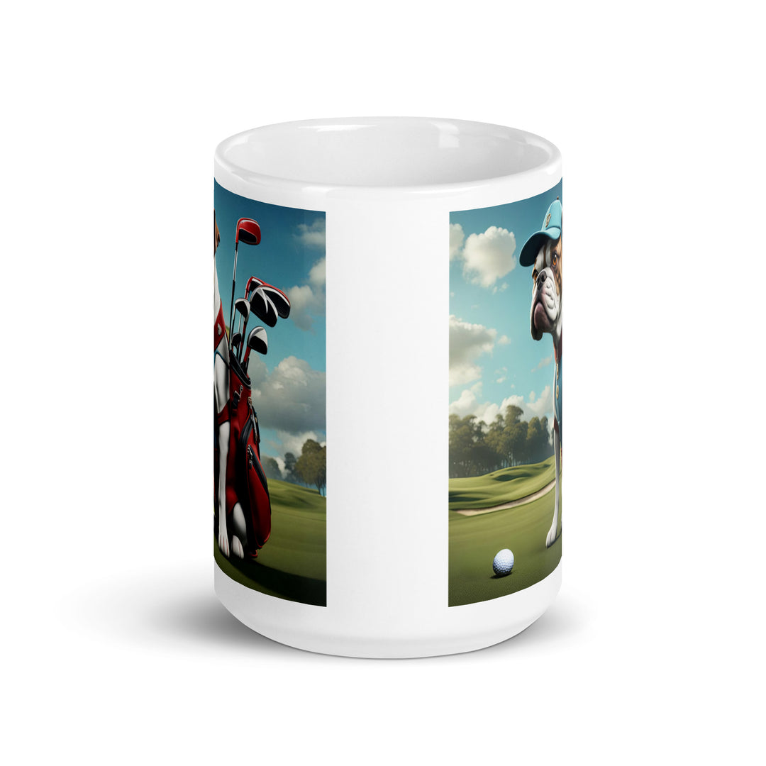 Catahoula Bulldog Golfer- White glossy mug