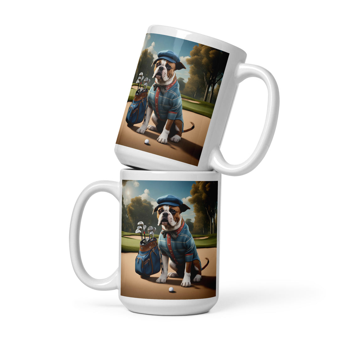 Catahoula Bulldog Golfer- White glossy mug v7