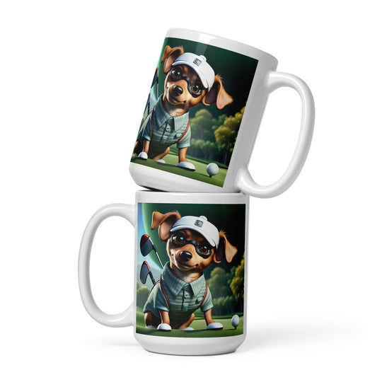 Chiweenie Golfer- White glossy mug v4